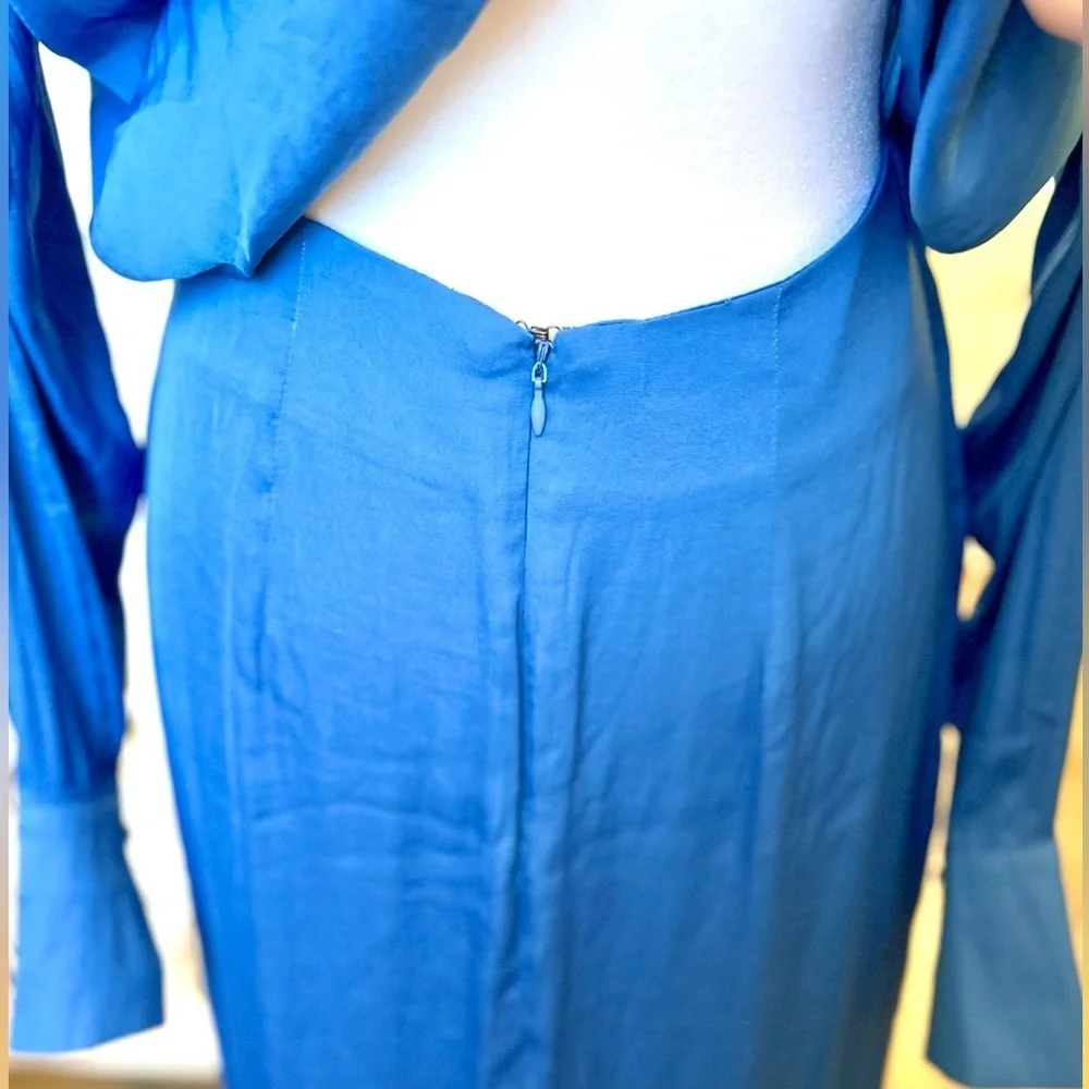 Free People Aida Blue Size 0 Maxi Dress Long Sleeve NEW NWOT